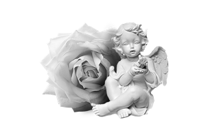 Grabengel mit Rose